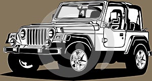 Classic american vintage retro custom car Jeep Wrangler