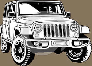 Classic american vintage retro custom car Jeep Wrangler