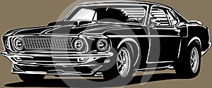 Classic american vintage retro icon of muscle car Ford Mustang photo