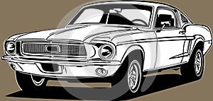 Classic american vintage retro icon of muscle car Ford Mustang photo