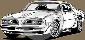 Classic american vintage retro icon of muscle car Pontiac