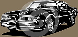 Classic american vintage retro icon of muscle car Pontiac