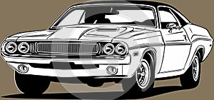 Classic american vintage retro muscle car Dodge Challenger