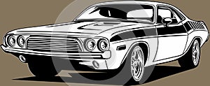 Classic american vintage retro muscle car Dodge Challenger photo