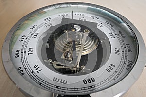 Classic analog barometer for measuring air pressure