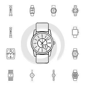 Classic Analog Men Wrist Watch line icon. Clock Icon. Premium quality graphic design. Signs, symbols collection, simple icon for w