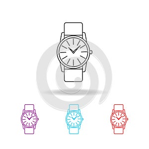 Classic Analog Men Wrist Watch line icon. Clock Icon. Premium quality graphic design. Signs, symbols collection, simple icon for w