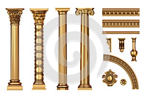 Classic antique golden columns set