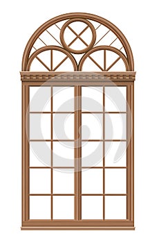 Classic arched wooden window for a balcony