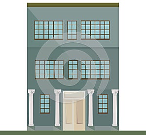 Classic architecture facade house with columns. Vector illustration background