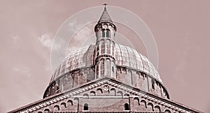 Classic architecture and St. Antony cathedral building with towers and dome against sky in Padua, Italy