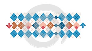 Classic argyle pattern with blue, red, and white diamonds, vector design Generative AI