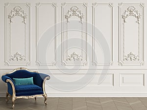 Classic armchair in classic interior with copy space