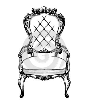 Classic armchair Vector. Royal style decotations. Victorian ornaments engraved. Imperial furniture decor illustration photo