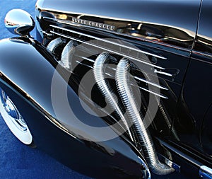 Classic Art-Deco Automobile Chrome Exhaust Pipes