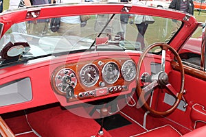 Classic aston martin convertible sports car interior