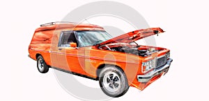 Classic Australian 1970s Holden Sandman isolated on a white background