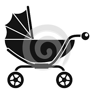 Classic baby pram icon, simple style