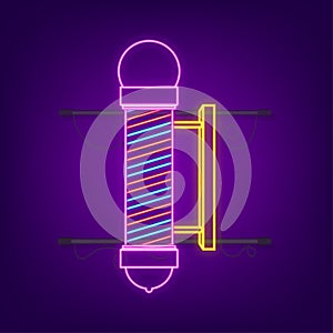 Classic Barber shop Pole neon sign. Vector stock illustration