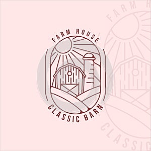 classic barn logo line art simple minimalist vector illustration template icon graphic design. farm house and livestock sign and