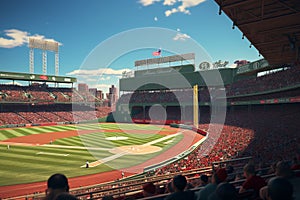 Classic baseball game at Fenway Park capturing. Generative ai