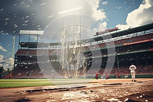 Classic baseball game at Fenway Park capturing. Generative ai