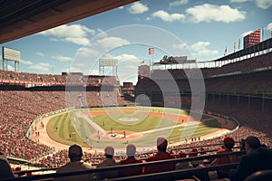 Classic baseball game at Fenway Park capturing. Generative ai