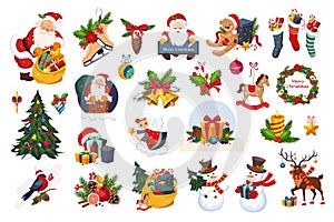 Classic Beautiful Christmas Stickers On White Background