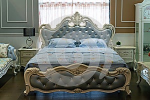 Classic bedroom interior - Expensive bedroom art deco style. Interior bright