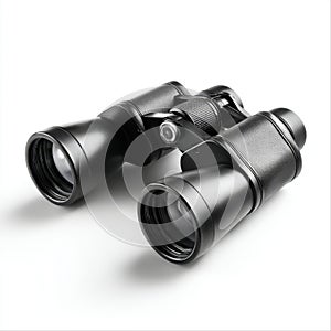 classic black binoculars on white background