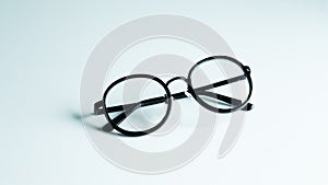 Classic black eye glasses isolated on white background