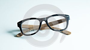 Classic black eye glasses isolated on white background