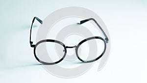 Classic black eye glasses isolated on white background