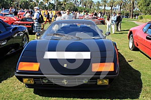 Classic black Ferrari 512 bbi sports car frontal v