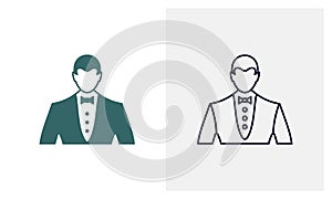 Classic black formal suit icon logo design vector template, Fashion icon concepts, Creative design