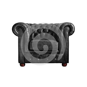 Classic Black leather armchair isolated on white background photo