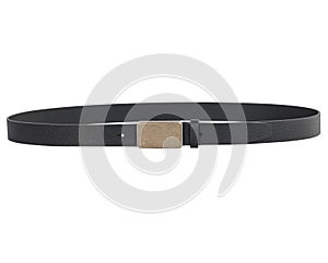 Classic Black Leather Belt with Metallic Buckle