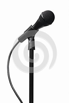 Classic black microphone on stand