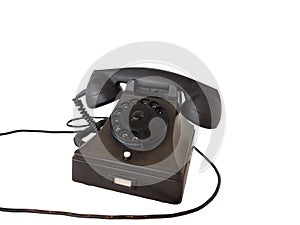 Classic black telephone with dial disc