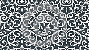 Classic black and white damask wallpaper pattern