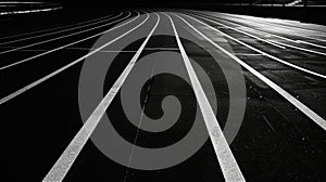 A classic black and white image of old train tracks