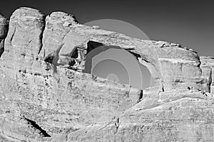 Classic Black and White Landscape Image of a Sandstone Arch