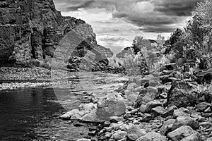 Classic Black and White Storm Clouds over the Shoshone River