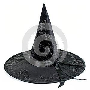 Classic Black Witch Hat isolated on white background
