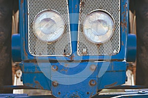 The classic blue car headlights.