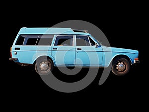 Classic blue car isolated