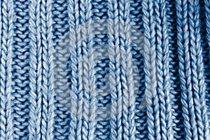 classic blue cotton knitted fabric texture background. color of the year 2020.