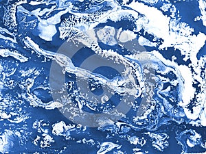 Classic Blue creative painting, abstract hand painted background, marble texture