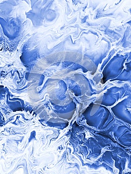 Classic blue creative painting, abstract hand painted background, marble texture