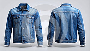 Classic Blue Denim Jacket Front and Back Views